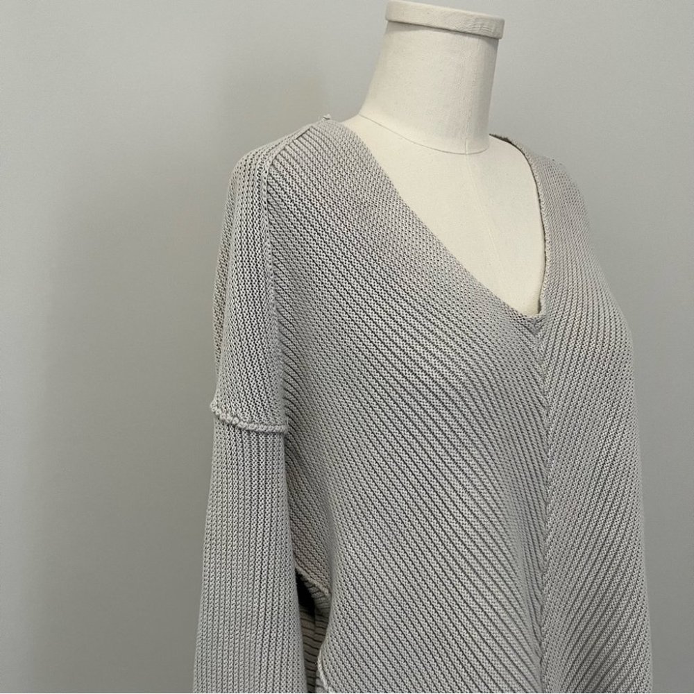 Free People La Brea V Neck Oversized Cotten Ribbed Knit Sweater - Picture 7 of 16